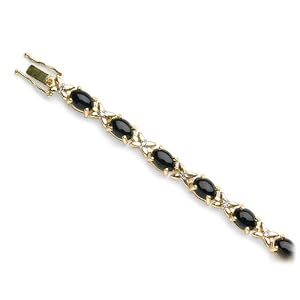 Black Coral Bracelet with Diamonds in 14K Yellow Gold by 