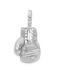 3D Sports Charm Golden Glove Boxing Pendant in 10k White Gold