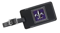 Fleur de Lis Leather Luggage Tag