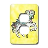 Carousel - Carousel Horse in Yellow - Light Switch Covers - 2 plug outlet cover