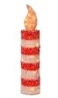34" Sparkling Icy Sisal Candy Cane Candle Lighted Christmas Yard Art Decoration