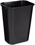 Rubbermaid Commercial 2957 10-Gallon Deskside Large Trash Can, Rectangular, 11" Width x 15-1/4" Depth x 19-7/8" Height, Black