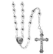 Sterling Silver Rhodium Plated Rosary - 5 mm