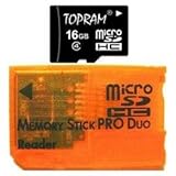 TOPRAM 16GB 16G microSD microSDHC Memory Card Class 4 with Memory Stick Pro ....