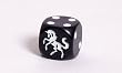 16mm d6 Opaque Unicorn Dice, Black w/White