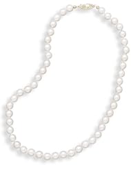 8" 6.5-7mm (0.26"-0.28") Grade A Cultured Akoya Pearl Bracelet individually knotted with a 14K Yellow Gold Clasp
