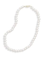 24" 6.5-7mm Grade A Cultured Akoya Pearl Necklace individually knotted with a 14K Yellow Gold Clasp