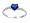 Sterling Silver Ring - Clear CZ - Blue Sapphire Heart - Prong Set - 7 mm x 2 mm, Size 6