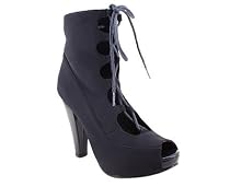 Laced Front Peep Toe Boot