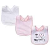 Carter's Girls I Love Mommy 3 Pack Feeding Bib Gift Pack Set (Pink Trim)