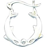Sterling Silver Kissing Dolphins Hoop Earrings