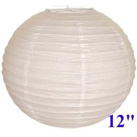 Chinese Japanese Paper Lantern 12" White Round