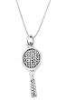Sterling Silver Double Sided Large Tennis Racket Necklace