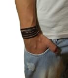 Produkt-Bild: niki-orange&reg; Jungle Brace Lederarmband in Braun, echtes Leder mit Kauri Muschel Verschluss