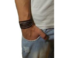 niki-orange� Jungle Brace Lederarmband in Braun, echtes Leder mit Kauri Muschel Verschluss