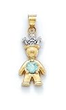14k Diamond & Aquamarine-Blue Birthstone Prince Pendant