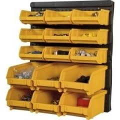 15-tlg. Sichtboxen-Set auf Kunststoffwand