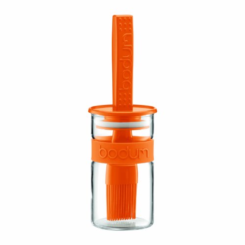 Bodum Bistro Sauce pot with Silicone Basting Brush - Orange