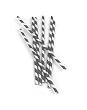 Kikkerland Biodegradable Paper Straws, Gray and White Striped, Box of 144