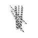 Kikkerland Biodegradable Paper Straws, Gray and White Striped, Box of 144