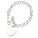 Sterling Silver Embossed Heart Dangle Bracelet - Sterling Silver Embossed Heart Dangle Bracelet -