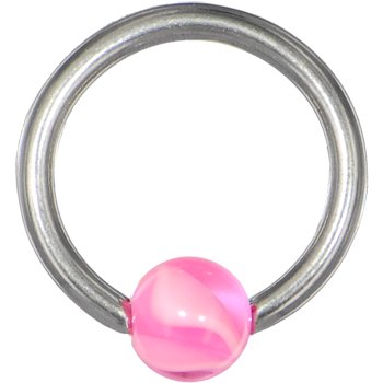 14 gauge PINK Marble BCR Captive Ring