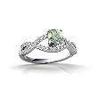 14K White Gold Genuine Round Green Amethyst Engagement Ring