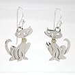 Siamese Cat Dangle Earrings in Sterling Silver and Brass, #8753
