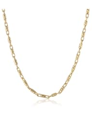 14k Italian Yellow Gold 0.80mm Bar Link Chain Necklace, 16"