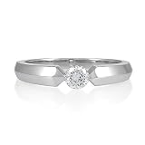 Sterling Silver Round Flush-Set Cubic Zirconia Solitaire Promise Ring - Ideal Gift For Mother, For Her, Birthday, Anniversary, Bridal, Wedding, Engagement