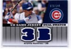 2009 Upper Deck UD Game Jersey Dual #JG-RA Aramis Ramirez - Chicago Cubs (Piece of Authentic Game Used Jersey - Serial #'d to 149) (Baseball Cards)