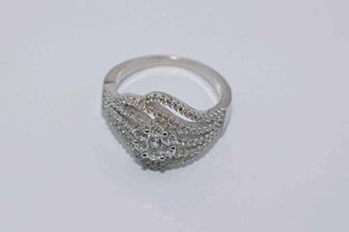 925 Silver Sterling Fancy Ring with Top Quality Cubic Zirconia Finger Size ''8'' Plating 18k White Gold