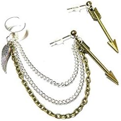 Brass Arrow Chain Ear Cuff Earring Handmade
