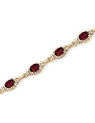 14K Yellow Gold Oval Garnet Bracelet