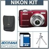 Nikon Coolpix L22 Digital Camera Kit, Red - Refurbished by Nikon U.S.A. - w ....