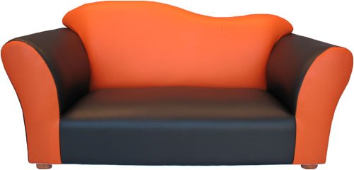 Toys: Wave Kids Sofa by Fantasy Furniture   Black / Orange Leather