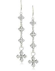 King Baby "Cross" Pave Cubic Zirconia MB Cross Chain Earrings with MB Cross Drop