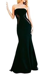 Sexy Strapless Sleeveless Open-Back Polyester/Spandex Mermaid Ankle Length Full Length Jumpsuit 