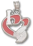 Portland Trail Blazers Solid Sterling Silver ''I Heart'' Logo 1/2'' Enamel Pendant