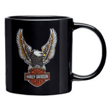 Set of Four Harley-Davidson&reg; Upright Eagle Coffee Mug--NEW for 2009. Graphics on front and Bar & Shield logo on the back of this 11 oz. ceramic mug. Dishwasher and microwave safe. 99347-09V
