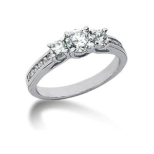 0.98CTW Diamond Three Stone Ring with Side Stones in Platinum