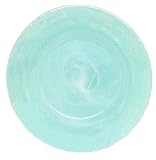 Colorful Art Glass Green Small Round Plate 8.5"D Set of Two