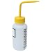 Vestil BTL-WW-8Y-LBL Wide Mouth Low Density Polyethylene (LDPE) Round Squeeze Wash Bottle with Label and Yellow Cap, 8 oz Capacity, Translucent