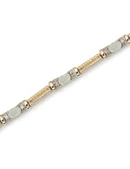 10k Yellow Gold Natural Opal And Diamond Tennis Bracelet