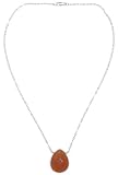 14k Yellow Gold Orange Chalcedony Drop Pendant, 16