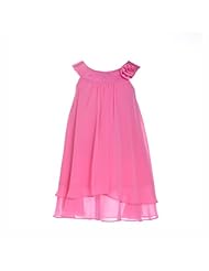 Girls Tea Length Natural   Waistline Floral Print Sleeveless Flower-Girl Dress 