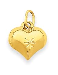 14k Gold Puffed D/C Heart Charm