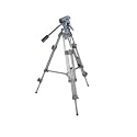 Ex-Pro Heavy Duty Silver Professional Broadcast standard Video Camera Tripod with Pro Fluid Head (Max height: 137cm / Min height: 73cm / Max Weight 6Kg) - Suitable for Panasonic Video Camera's