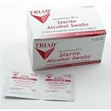 Triad Sterile Medium Alcohol Prep Pad Wipes, Isopropyl Alcohol, 70% v/v, 100 per Box, 2-Box Set