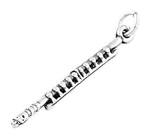 Sterling Silver Large Woodwind Instrument Flute Charm